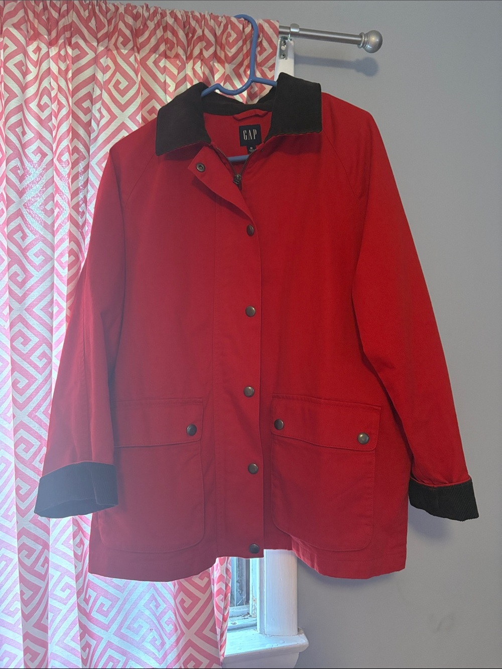 GAP Women's Red Utility Jacket with Dark Contrast Collar